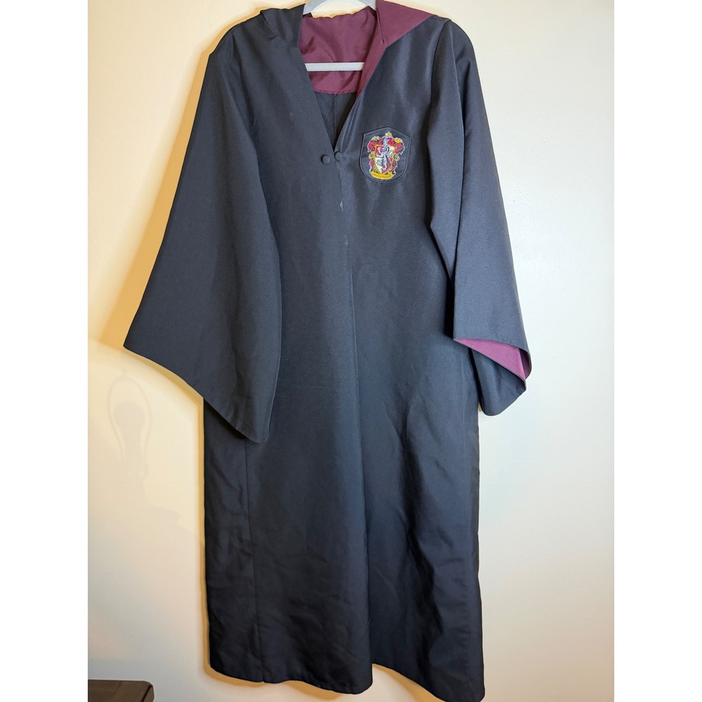 Harry Potter Gryffindor Robe Costume Black Burgundy Hooded Cloak Cosplay